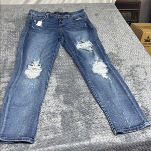 Judy Blue Distressed Mid-Blue Women’s Ripped Jeans